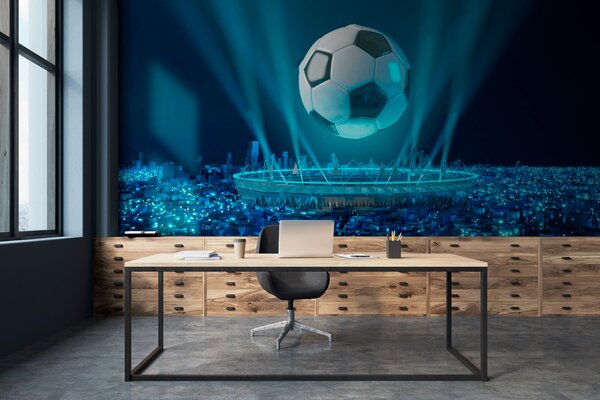 Fototapet Mingea de fotbal deasupra unui stadion, Fototapet copii, Fototapet populare, u72793 - Tapeko.ro