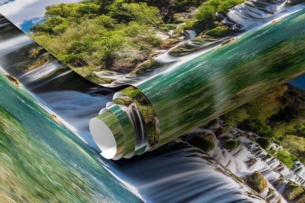 Tapet Apă, nori și cer, Fototapet Natură, Fototapet Cascade, u55775 : Uwalls.ro