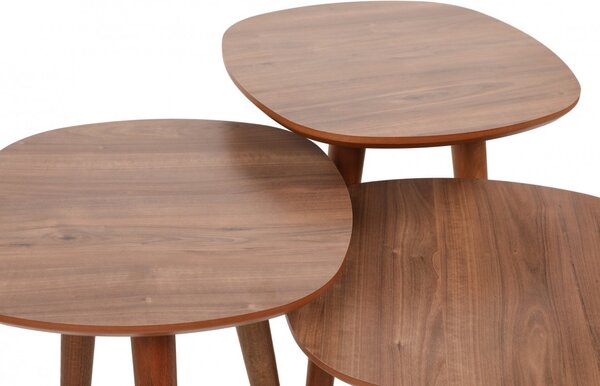 Set 3 Masute de Cafea Model Graham, 41x39x47/41x39x53/41x39x59 cm, Nuc, Lemn