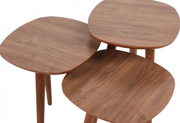 Set 3 Masute de Cafea Model Graham, 41x39x47/41x39x53/41x39x59 cm, Nuc, Lemn