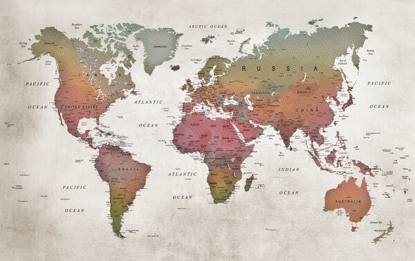 Tapet Brown, world e ecoregion, Fototapet Harta lumii, u64316 : Uwalls.ro