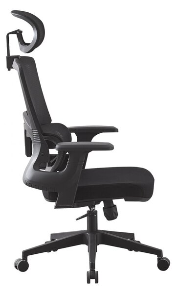 Scaun ergonomic, spătar mesh, inaltime reglabila, tetiera reglabila, baza PP rezistent, Negru