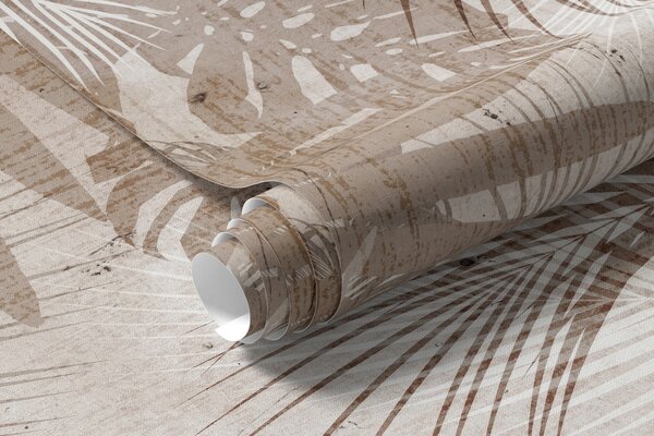 Tapet Glamorous 3D frunze în stil grunge, Fototapet pădure, Fototapet Tropics, u73583 : Uwalls.ro