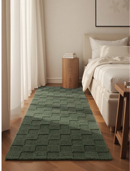 Covor tip traversă verde închis țesut manual din lână 80x200 cm Scala – Villeroy&Boch