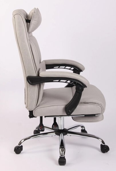 Scaun directorial, buretare generoasa, suport picioare, inaltime reglabila, piele PU Premium, Gri