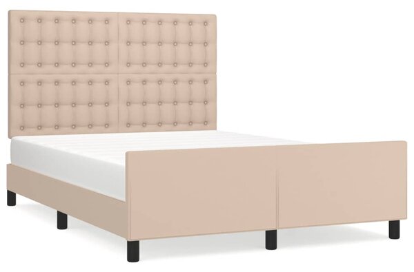 Cadru de pat cu tăblie, cappuccino, 140x200 cm, piele ecologică
