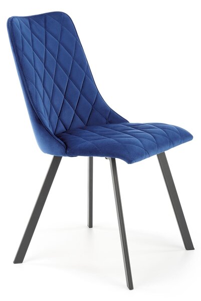 Scaun tapitat cu stofa si picioare metalice, K450 Velvet Bleumarin / Negru, l44xA58xH85 cm
