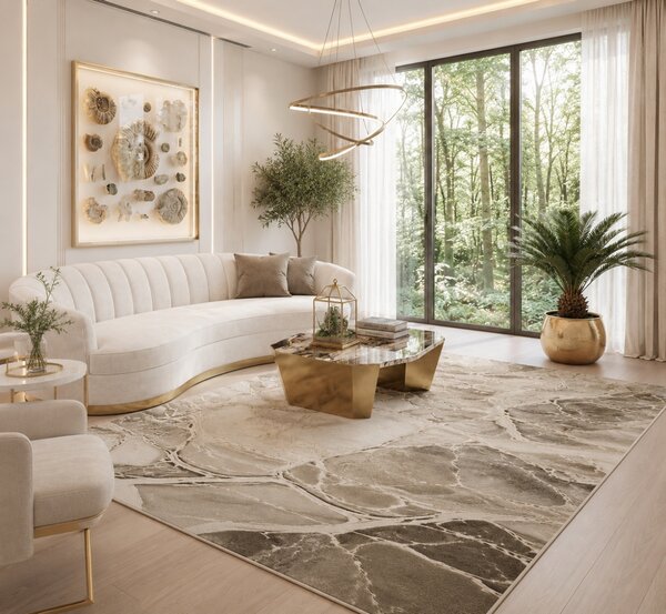 Covor Modern Living , Dormitor Dreptunghiular Marmara T156A Bej (Alege dimensiunea: 100X200 cm)