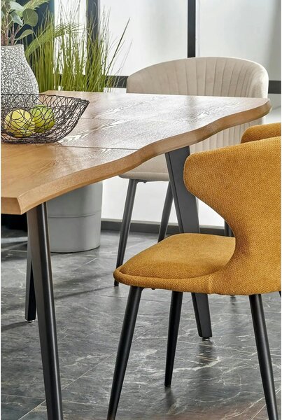 Masa extensibila bucatarie DICKSON, stejar miere/negru, 150/210x90x75