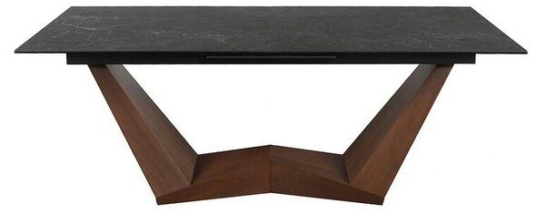 Masa extensibila BONUCCI, negru cu efect de marmura/maro, 200/250x98x7