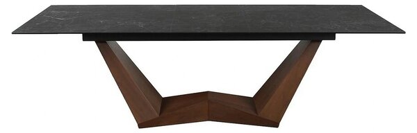 Masa extensibila BONUCCI, negru cu efect de marmura/maro, 200/250x98x7