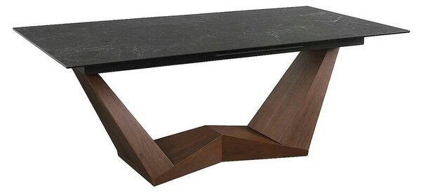 Masa extensibila BONUCCI, negru cu efect de marmura/maro, 200/250x98x7