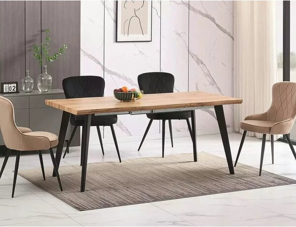 Masa extensibila FRESNO, stejar/negru, 150/210x90x76 cm