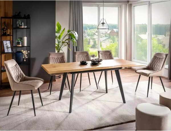 Masa extensibila FRESNO, stejar/negru, 150/210x90x76 cm