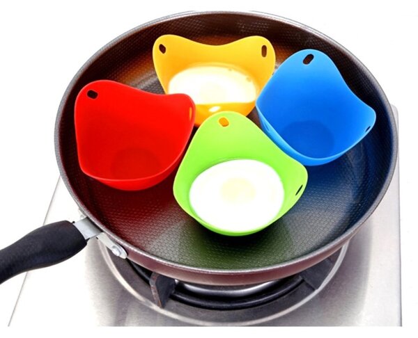 Set recipiente fierbere oua, 4buc, silicon, 56g, 9 x 6,5cm, multicolor
