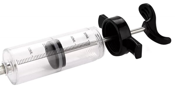 Injector condimente carne, 3 ace, 50 ml, plastic, 88g, 15 x 8cm, negru/gri