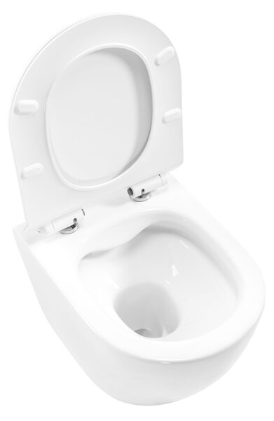 Rea Carter Rimless, vas de toaletă suspendat 490x370x325 mm + scaun de toaletă, alb lucios, REA-C1400
