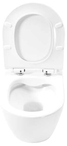Rea Carter Rimless, vas de toaletă suspendat 490x370x325 mm + scaun de toaletă, alb lucios, REA-C1400
