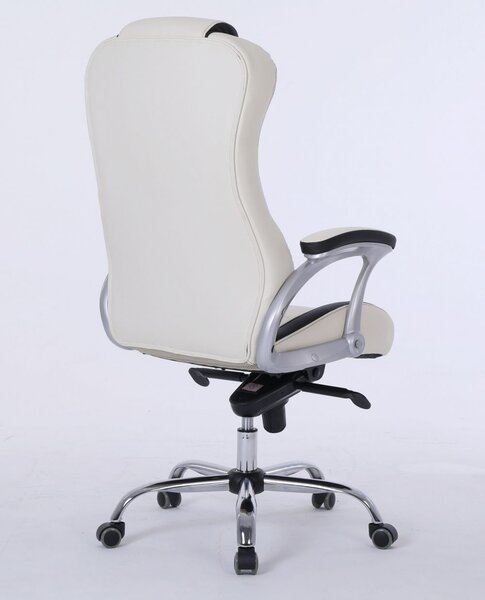 Scaun directorial, mecanism multifunctional tip broasca, piele ecologica, Ivory