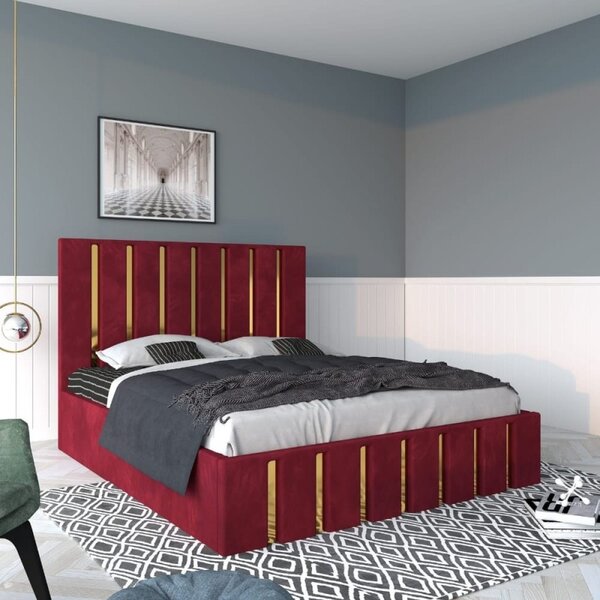 Pat Tapitat Mexic Rosu + Saltea 20cm Grosime 140x200