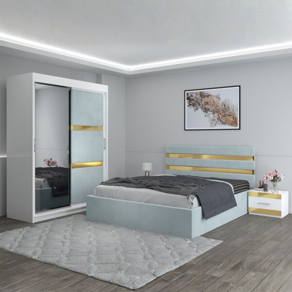 Dormitor Clio Lemon Cu Dulap Tapitat 160x200