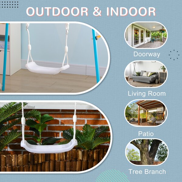 Outsunny Leagăn pentru Copii 9-36 Luni, cu Lumini LED, PP și PE, 39x16.5x120-180cm, Alb, Divertisment Garantat | Aosom Romania