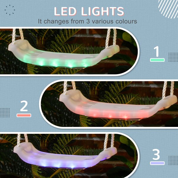 Outsunny Leagăn pentru Copii 9-36 Luni, cu Lumini LED, PP și PE, 39x16.5x120-180cm, Alb, Divertisment Garantat | Aosom Romania