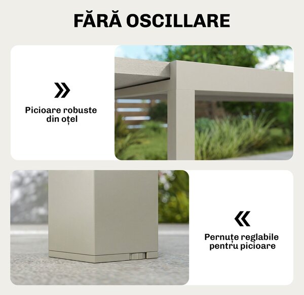 Outsunny Masă Grădină Extensibilă, Bucătărie Exterior Aluminiu 8-10 Persoane, Gri Deschis | Aosom Romania