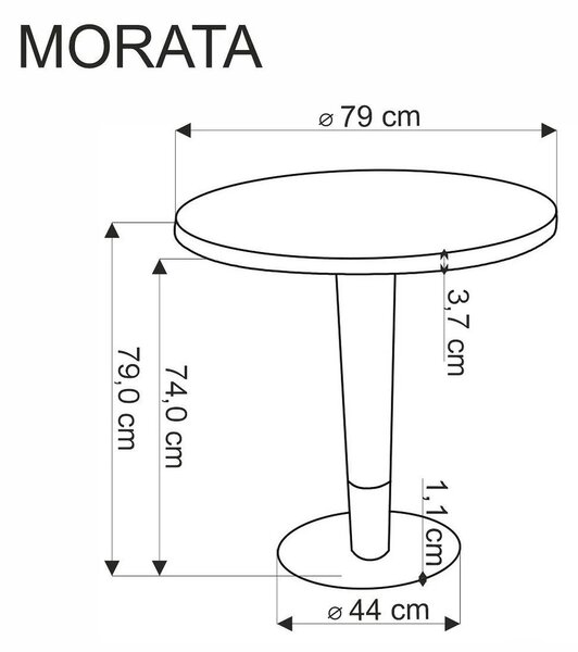 Masa MORATA, alb/negru/auriu, 79x74 cm