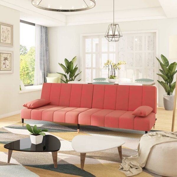 Canapea extensibilă cu 2 locuri, roz, catifea