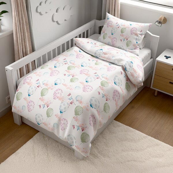 Lenjerie de pat din bumbac pentru patut BALUNEA alba Dimensiunile lenjeriei: 45 x 65 cm | 90 x 135 cm