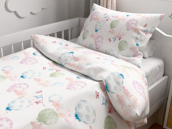 Lenjerie de pat din bumbac pentru patut BALUNEA alba Dimensiunile lenjeriei: 45 x 65 cm | 90 x 135 cm