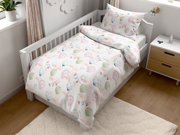 Lenjerie de pat din bumbac pentru patut BALUNEA alba Dimensiunile lenjeriei: 45 x 65 cm | 90 x 135 cm