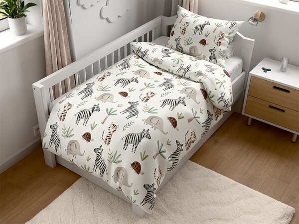 Lenjerie de pat pentru patut Renforce JUNGARI crem Dimensiune lenjerie de pat: 45 x 65 cm | 90 x 140 cm
