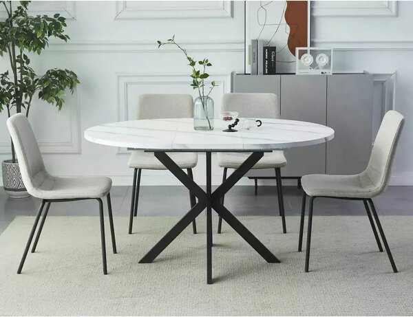 Masa extensibila pentru sufragerie GASTON, alb/negru, 100/135x100x75 c