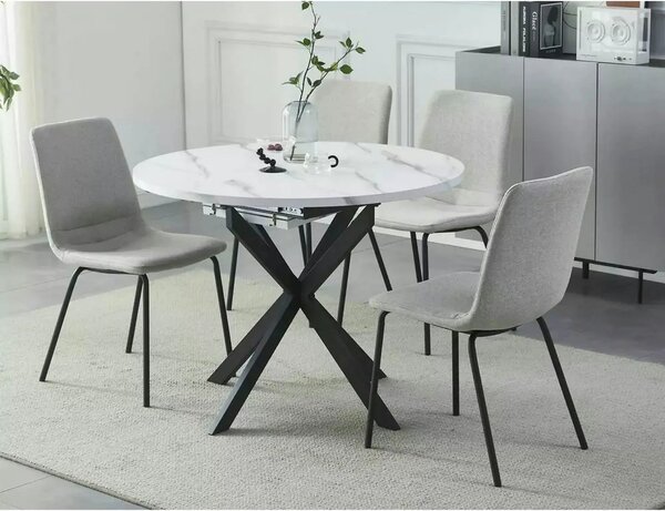 Masa extensibila pentru sufragerie GASTON, alb/negru, 100/135x100x75 c