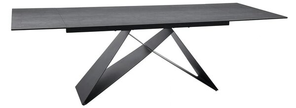 Masa moderna dining WESTIN, gri/negru, sticla/metal, 160-240x90x77 cm