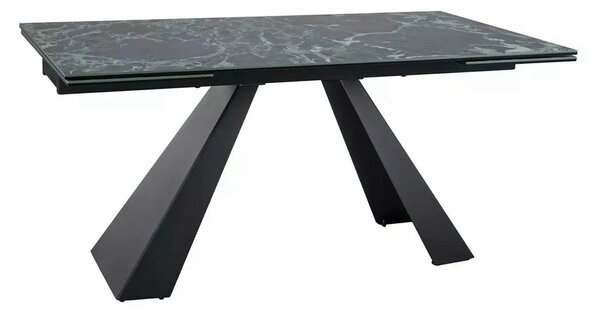 Masa extensibila SALVADORE, negru cu efect de marmura/negru, sticla/ce