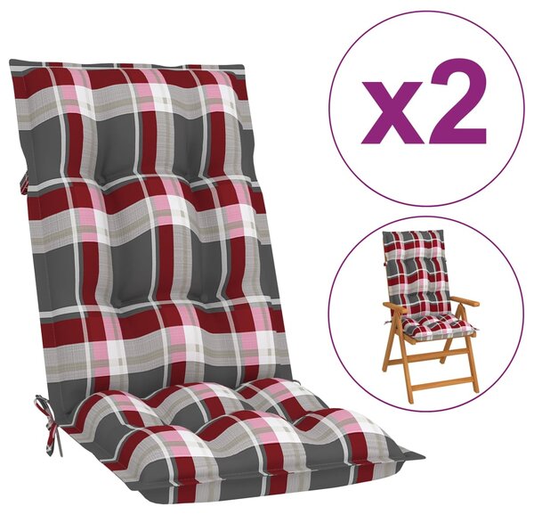 Perne scaun de grădină, 2 buc., roșu carouri, 120x50x7 cm