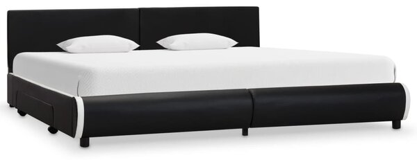 Cadru pat cu sertare, negru, 180 x 200 cm, piele artificială