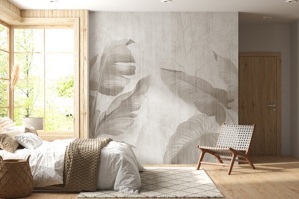 Tapet Frunze tropicale în stil grunge, Fototapet pădure, Fototapet Tropics, u00299d1 : Uwalls.ro