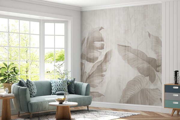 Tapet Frunze tropicale în stil grunge, Fototapet pădure, Fototapet Tropics, u00299d1 : Uwalls.ro
