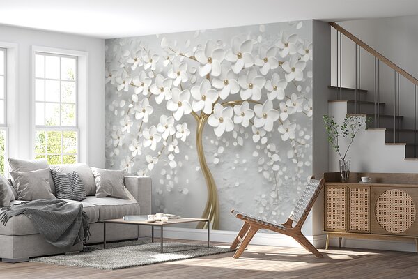 Tapet Un copac cu flori mici, Fototapet 3D, Fototapet 3D Flori, u37065d1 : Uwalls.ro