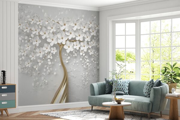 Tapet Un copac cu flori mici, Fototapet 3D, Fototapet 3D Flori, u37065d1 : Uwalls.ro