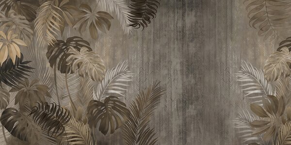 Tapet Frunze tropicale în stil grunge, Fototapet în stil vintage, u97012d2 : Uwalls.ro