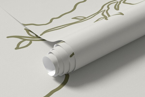 Tapet Harta lumii, ramuri de copac, desen liniar, minimalism, natură, verde, Fototapet Designer, u99731v1 : Uwalls.ro