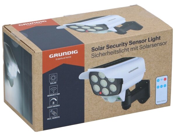 Grundig - Replică solară a camerei de supraveghere cu senzor, LED 1,2 V + telecomandă