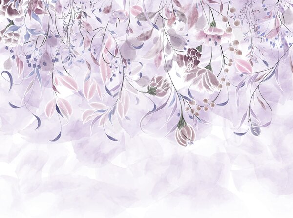 Tapet Flori delicate în culori mov, Fototapet Flori, w00072 : Uwalls.ro