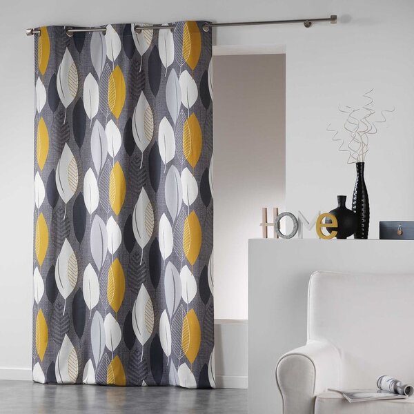 Draperie galbenă/gri 140x240 cm Leafy – douceur d'intérieur