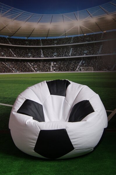 FOTOLIU PUF MINGE DE FOTBAL 100x100x60CM ALB-NEGRU